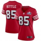 women's Football SF 49ers Uniform #85 George Kittle Jerseys Red 2024 Super Bowl LVIII lady Shirt