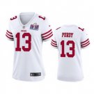 women's Football SF 49ers Uniform #13 Brock Purdy Jerseys White 2024 Super Bowl LVIII lady Shirt