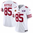 men & kids Football 49ers Uniform #85 George Kittle Jersey White 2024 Super Bowl LVIII C Patch Shirt