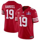 men's & kids Football 49ers Uniform #19 Deebo Samuel Jerseys Red 2024 Super Bowl LVIII C Patch Shirt