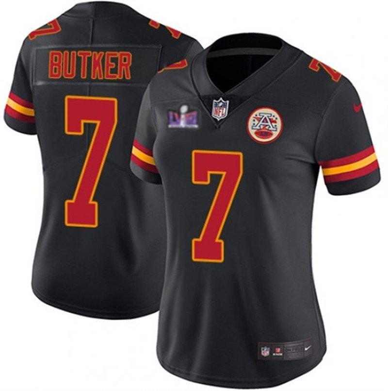 women's Football KC Chiefs Uniform #7 Harrison Butker Jerseys Black ...