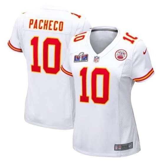 women's Football KC Chiefs Uniform #10 Isiah Pacheco Jerseys White 2024 ...