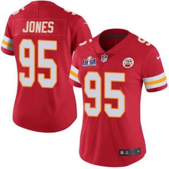 women's Football KC Chiefs Uniform #95 Chris Jones Jerseys Red 2024 ...