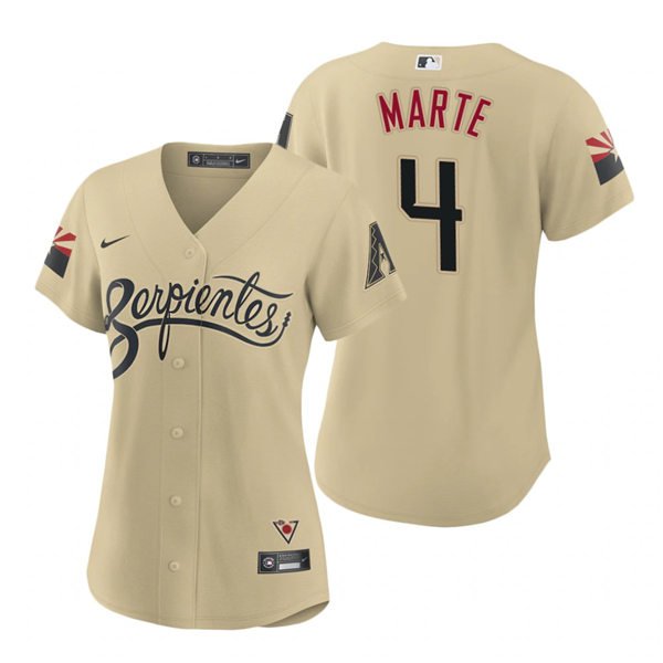 women's Arizona Diamondbacks 4 Ketel Marte Jersey 2021 Tan City Connect Player Game Baseball