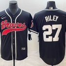 men's & youth Atlanta Braves 27 Austin Riley Jersey Black with Patch Player Baseball