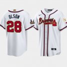 men's & youth Atlanta Braves 28 Matt Olson Jersey White 2022 Gold Program Player Game Baseball
