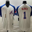 men's & youth Atlanta Braves 1 Ozzie Albies Jersey White 2023 City Connect Limited Player Baseball