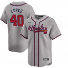 men's & youth Atlanta Braves 40 Reynaldo Lopez Jersey Grey Away Limited Player Game Baseball
