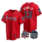 men's & youth Atlanta Braves 13 Ronald Acuña Jr. Jersey 2021 Red World Series with 150th Patch