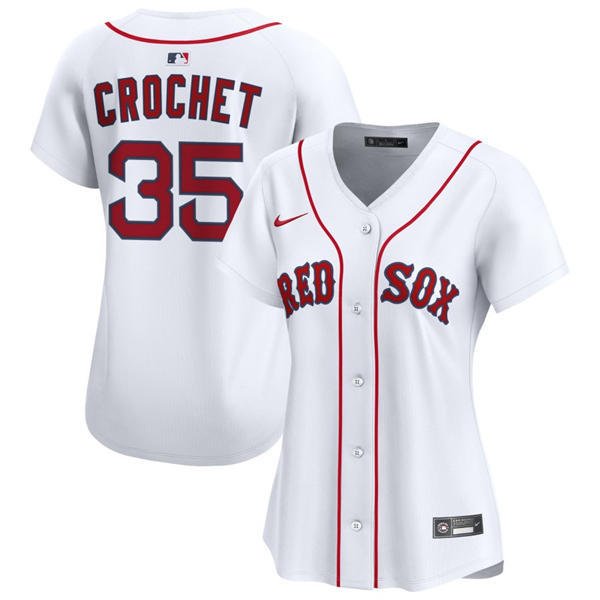 women's Boston Red Sox 35 Garrett Crochet Jersey White Home Limited Player Game Baseball