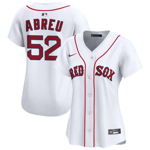 women's Boston Red Sox 52 Wilyer Abreu Jersey White Home Limited Player Game Baseball