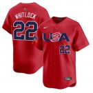 men's & youth USA team 22 Garrett Whitlock Jersey Red 2023 World Classic Player Game Baseball