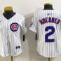 women's Chicago Cubs 2 Nico Hoerner Jersey White Pinstripe Home Limited Player Game Baseball