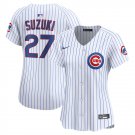 women's Chicago Cubs 27 Seiya Suzuki Jersey White Pinstripe Home Limited Player Game Baseball