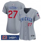 women's Chicago Cubs 27 Seiya Suzuki Jersey Gray Road 'Ryne Sandberg Tribute' Limited Baseball