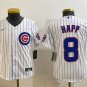 men's & youth Chicago Cubs 8 Ian Happ Jersey White Pinstripe Home Limited Player Game Baseball