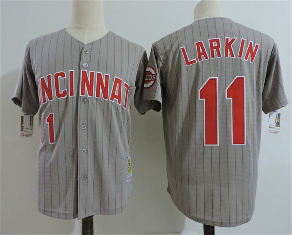 men's & youth Cincinnati Reds 11 Barry Larkin Jersey 1993 Throwback Gray Limited Retired Baseball