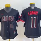 women's Cincinnati Reds 11 Barry Larkin Jersey Black City Connect Limited Retired Player Baseball
