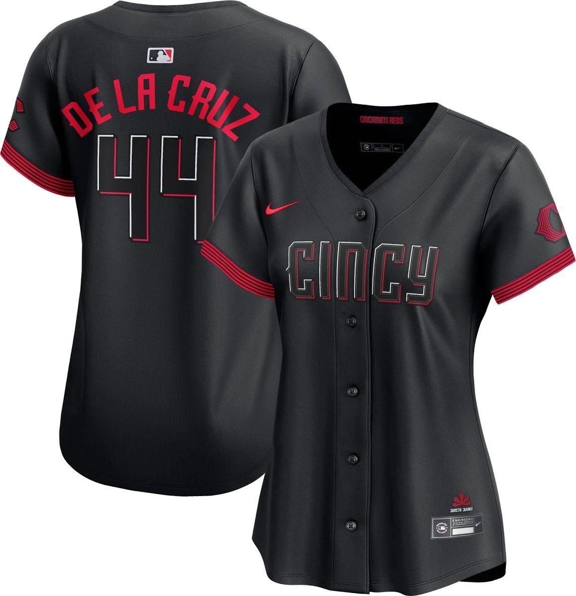 women's Cincinnati Reds 44 Elly De La Cruz Jersey Black 2023 City Connect Limited Player Baseball