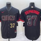 men's & youth Cincinnati Reds 37 Tyler Stephenson Jersey Black 2023 City Connect Limited Baseball