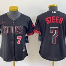 women's Cincinnati Reds 7 Spencer Steer Jersey Black 2023 City Connect Limited Player Game Baseball