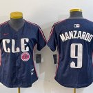 women's Cleveland Guardians 9 Kyle Manzardo Jersey Navy 2024 City Connect Limited Player Baseball