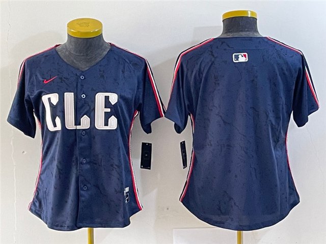 women's Cleveland Guardians Blank Jersey Navy 2024 City Connect Limited Team Player Baseball