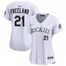 women's Colorado Rockies 21 Kyle Freeland Jersey White Home Limited Team Player Game Baseball