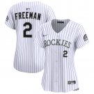 women's Colorado Rockies 2 Tyler Freeman Jersey White Home Limited Team Player Game Baseball