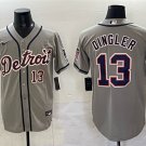 men's & youth Detroit Tigers 13 Dillon Dingler Jersey Grey Road Limited Player Game Baseball
