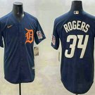 men's & youth Detroit Tigers 34 Jake Rogers Jersey Navy Alternate with Patch Limited Player Baseball