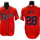 men's & youth Detroit Tigers 28 Javier Baez Jersey Orange with Patch Limited Player Game Baseball