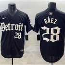 men's & youth Detroit Tigers 28 Javier Baez Jersey Black 'Motor Gothic' Limited Player Baseball