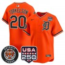 men's & youth Detroit Tigers 20 Spencer Torkelson Jersey Orange USA 250' Patch Limited Baseball