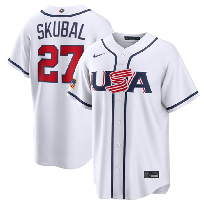 men's & youth USA team 27 Tarik Skubal Jersey White 2026 World Classic Home Stadium Baseball