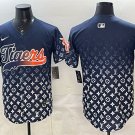 men's & youth Detroit Tigers Blank Jersey Navy with LV Patch Fashion Limited Player Baseball