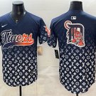 men's & youth Detroit Tigers Blank Jersey Team Big Logo Navy with LV Patch Fashion Limited Baseball