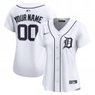 women's Detroit Tigers 00 Custom name number Jersey White Home Limited Player Game Baseball