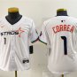 men's & youth Houston Astros 1 Carlos Correa Jersey White 2025 City Connect Limited Player Baseball