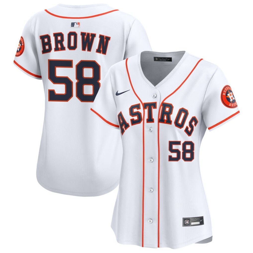 women's Houston Astros 58 Hunter Brown Jersey White Home Limited Player Game Baseball