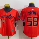 women's Houston Astros 58 Hunter Brown Jersey Orange 2025 City Connect with Texas Patch Baseball