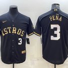 men's & youth Houston Astros 3 Jeremy Peña Jersey Black Gold 2022 World Series Patch Baseball