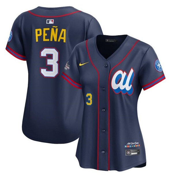 women's Houston Astros 3 Jeremy Pe&Atilde;&plusmn;a Jersey Navy 2025 All-Star Game Limited Player Baseball