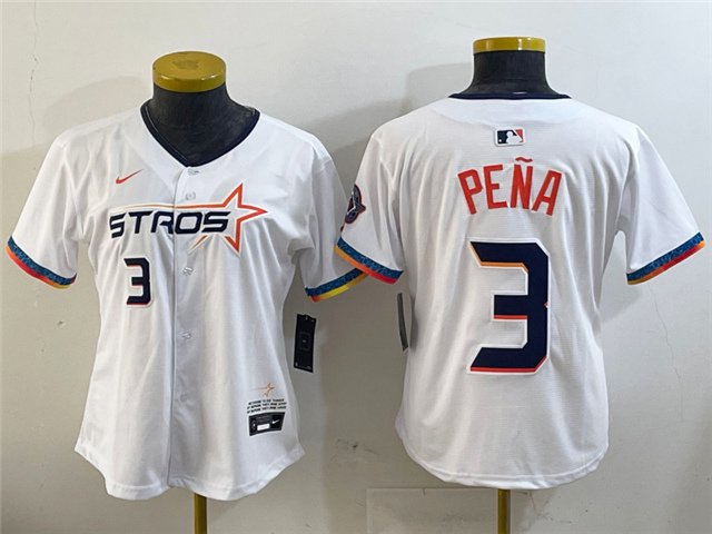 women's Houston Astros 3 Jeremy Pe&Atilde;&plusmn;a Jersey White 2025 City Connect Limited Player Baseball