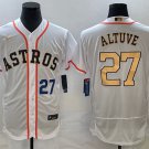 men's & youth Houston Astros 27 Jose Altuve Jersey 2023 White Gold World Serise Champions Patch