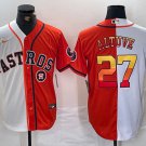 men's & youth Houston Astros 27 Jose Altuve Jersey White Orange Split with Patch Limited Baseball
