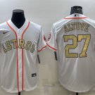 men's & youth Houston Astros 27 Jose Altuve Jersey White Gold 2022 World Series Limited Baseball