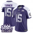 adult & youth Vikings 15 Dallas Turner Jersey Stitched Purple-White 2025 Winter Warrior Skol Patch