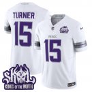 adult & youth Vikings Uniform 15 Dallas Turner Jersey Stitched White 2025 Winter Warrior Skol Patch
