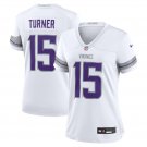 women's Minnesota Vikings Uniform 15 Dallas Turner Jersey Stitched Shirt White Alternate